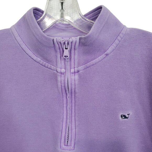 Vineyard Vines XL Top Pique Knit Quarter Zip Pullover Soft Whale Logo Lavender - Picture 4 of 12